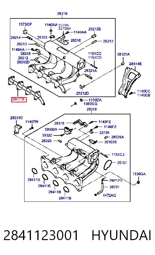 Uszczelka kolektora ssącego 2841123001 Hyundai/Kia