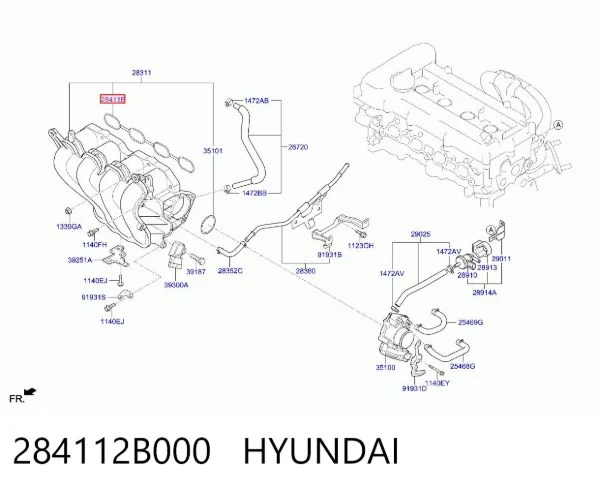 Uszczelka kolektora ssącego 284112B000 Hyundai/Kia