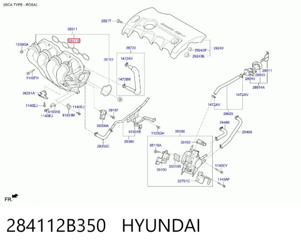 Uszczelka kolektora ssącego 284112B350 Hyundai/Kia