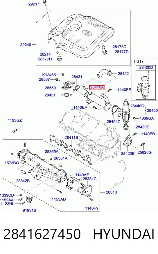 Chłodnica układu recyrkulacji spalin EGR 2841627450 Hyundai/Kia
