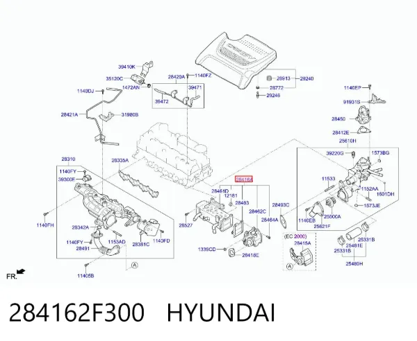 Chłodnica układu recyrkulacji spalin EGR 284162F300 Hyundai/Kia