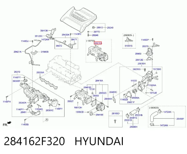 Chłodnica układu recyrkulacji spalin EGR 284162F320 Hyundai/Kia