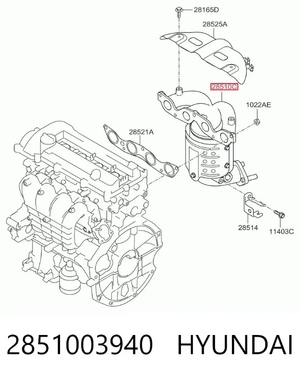 Konwerter-katalizator 2851003940 Hyundai/Kia