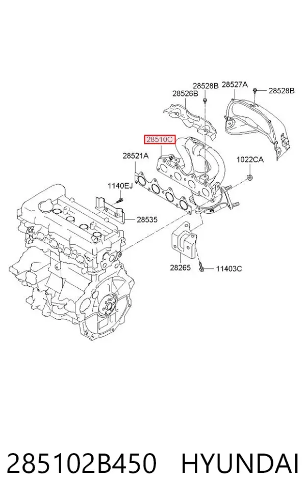 Kolektor wydechowy 285102B450 Hyundai/Kia