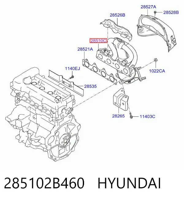 Kolektor wydechowy 285102B460 Hyundai/Kia