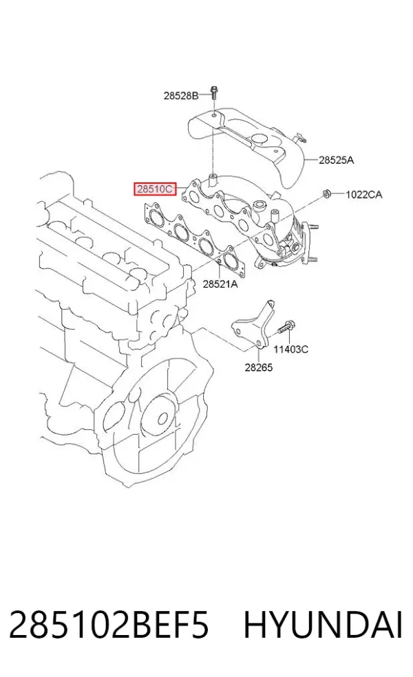 Konwerter-katalizator 285102BEF5 Hyundai/Kia