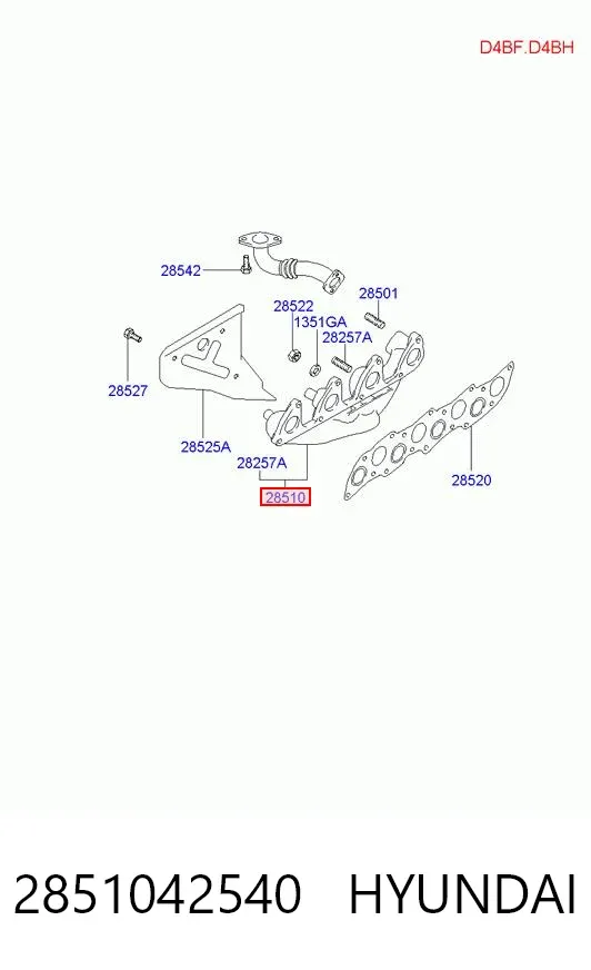 Kolektor wydechowy 2851042540 Hyundai/Kia