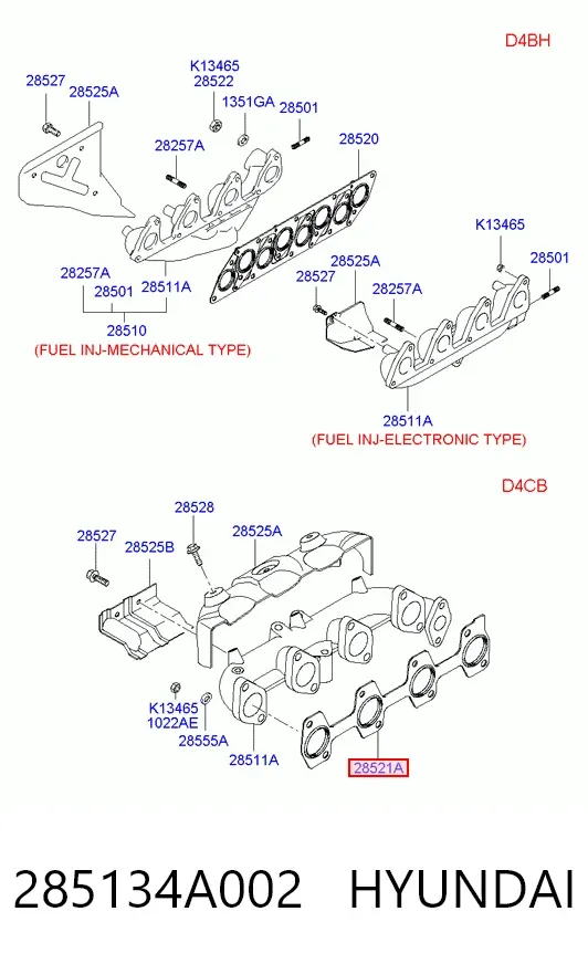 Uszczelka kolektora wydechowego 285134A002 Hyundai/Kia