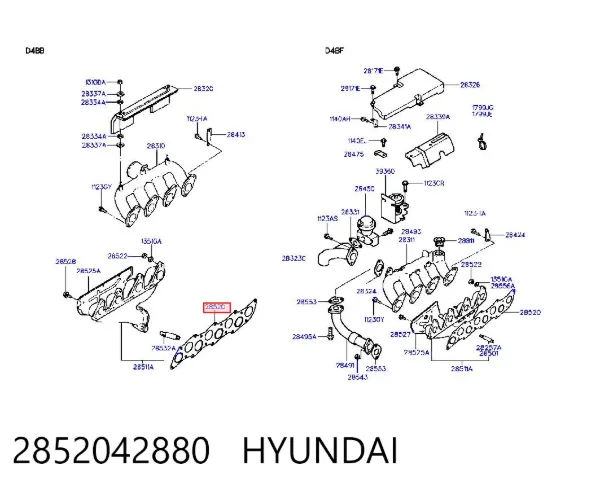 Uszczelka kolektora wydechowego 2852042880 Hyundai/Kia