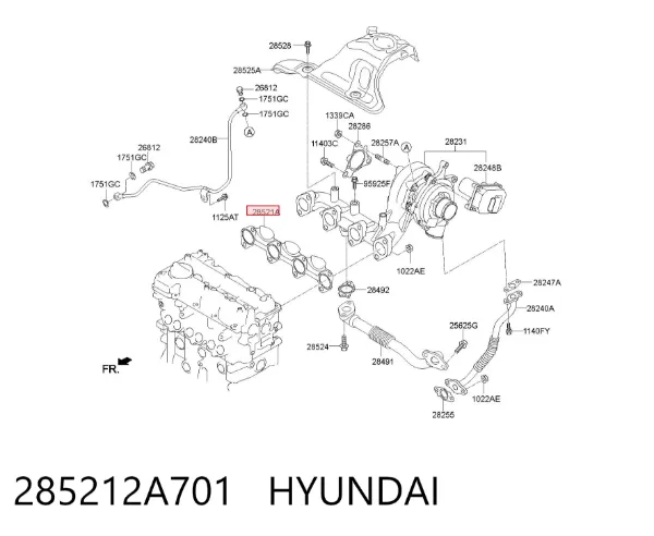 Uszczelka kolektora wydechowego 285212A701 Hyundai/Kia