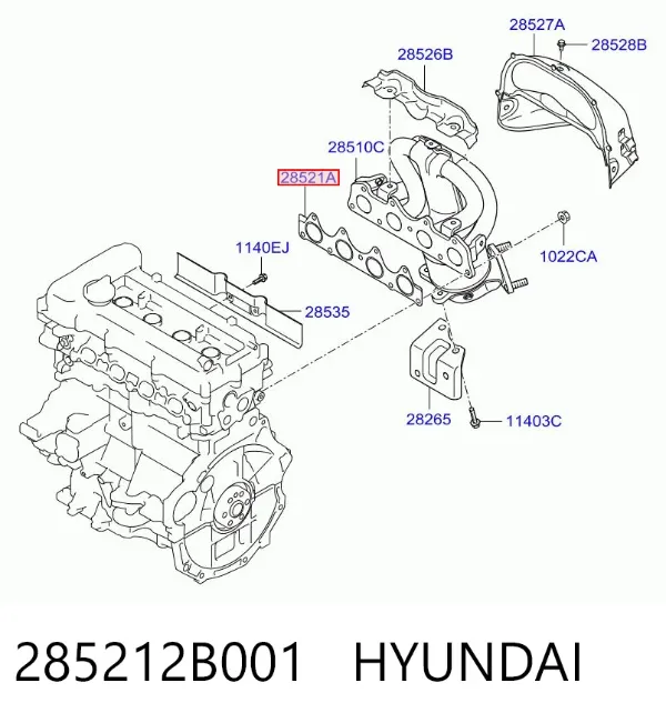Uszczelka kolektora wydechowego 285212B001 Hyundai/Kia