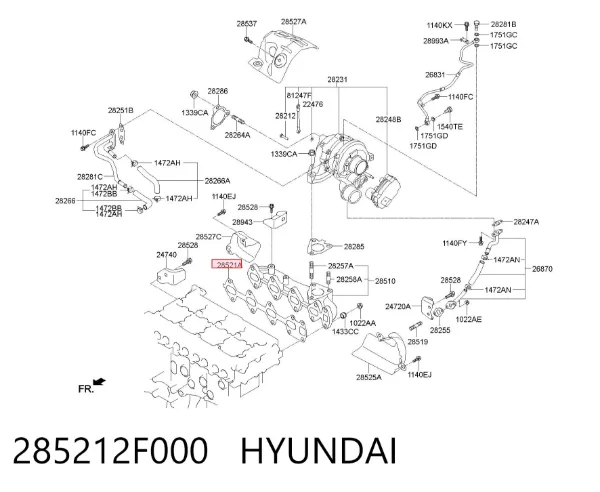 Uszczelka kolektora wydechowego 285212F000 Hyundai/Kia