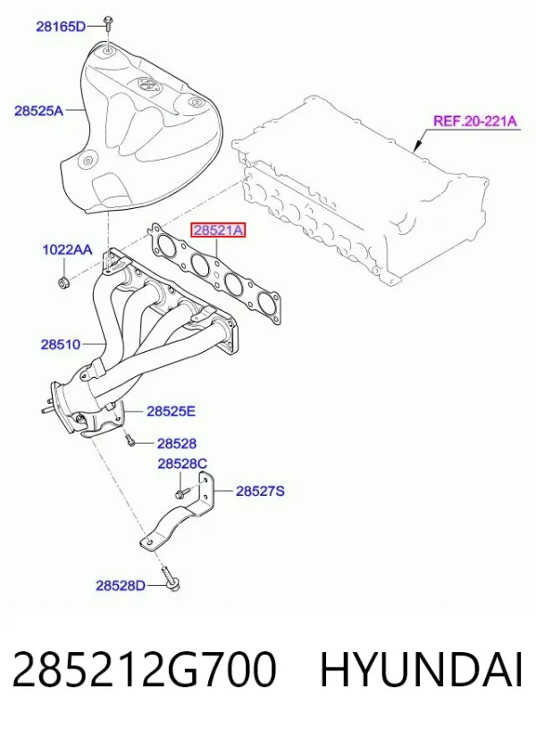 Uszczelka kolektora wydechowego 285212G700 Hyundai/Kia