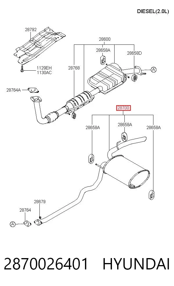 Tłumik, tylna część 2870026401 Hyundai/Kia