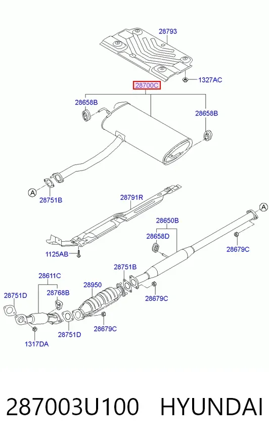 Tłumik, tylna część 287003U100 Hyundai/Kia