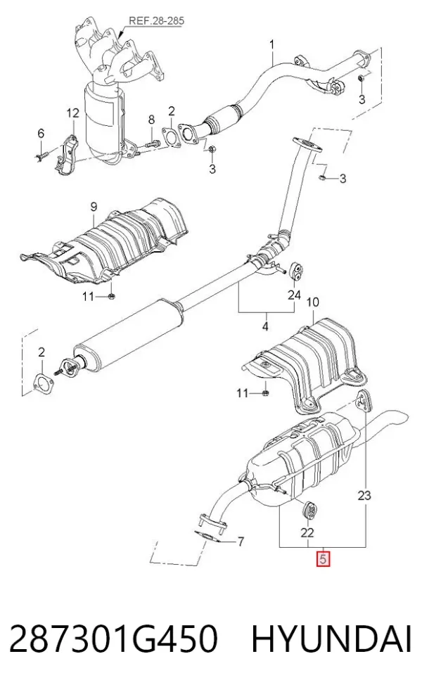 Tłumik, tylna część 287301G450 Hyundai/Kia