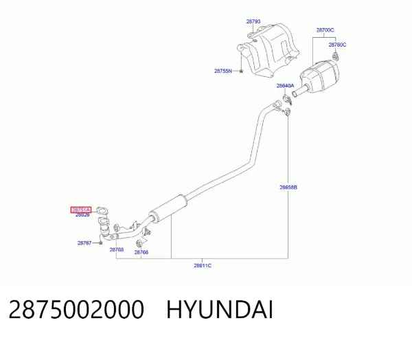 Uszczelka rury odbiornika tłumika 2875002000 Hyundai/Kia