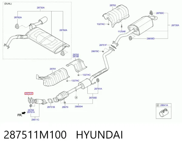 Uszczelka rury odbiornika tłumika 287511M100 Hyundai/Kia