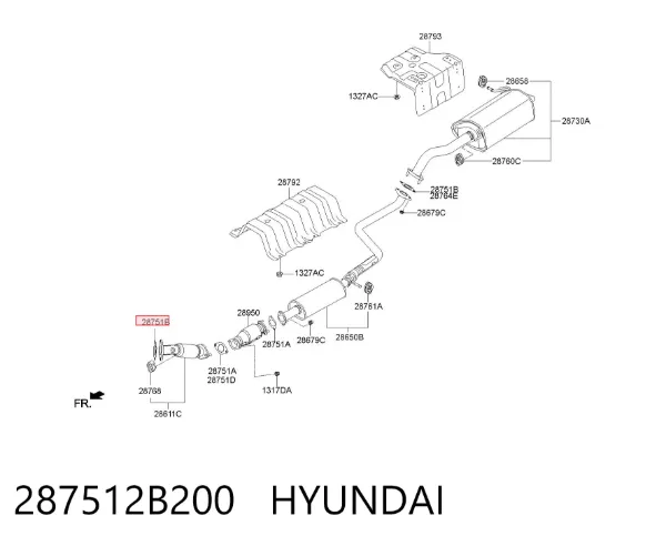 Uszczelka rury odbiornika tłumika 287512B200 Hyundai/Kia