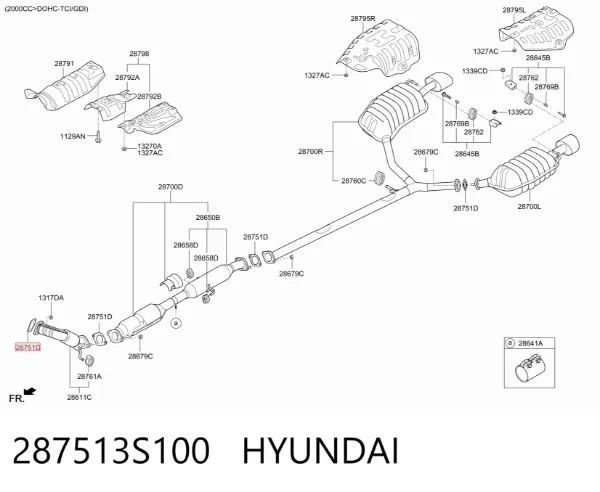 Uszczelka rury odbiornika tłumika 287513S100 Hyundai/Kia