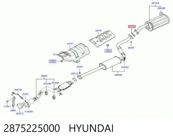 Uszczelka rury odbiornika tłumika 2875225000 Hyundai/Kia