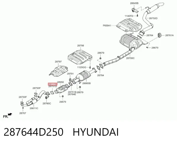 Uszczelka rury odbiornika tłumika 287644D250 Hyundai/Kia