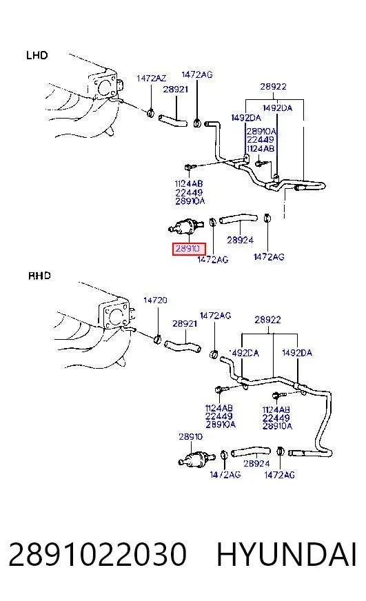 Zawór odpowietrzający zbiornika paliwa 2891022030 Hyundai/Kia