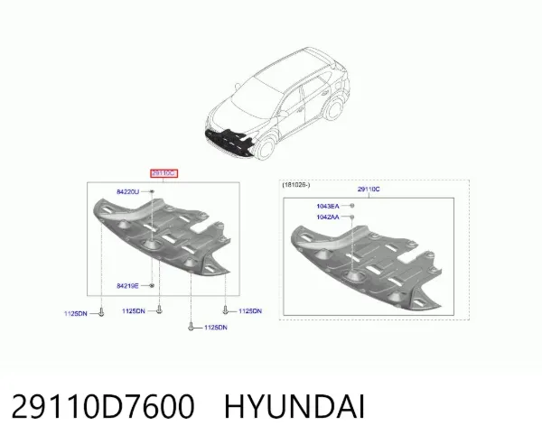 Osłona silnika, miski (przedziału silnika) 29110D7600 Hyundai/Kia