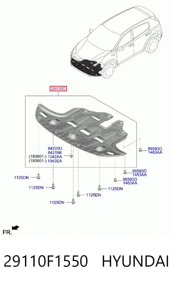 Osłona silnika, miski (przedziału silnika) 29110F1550 Hyundai/Kia