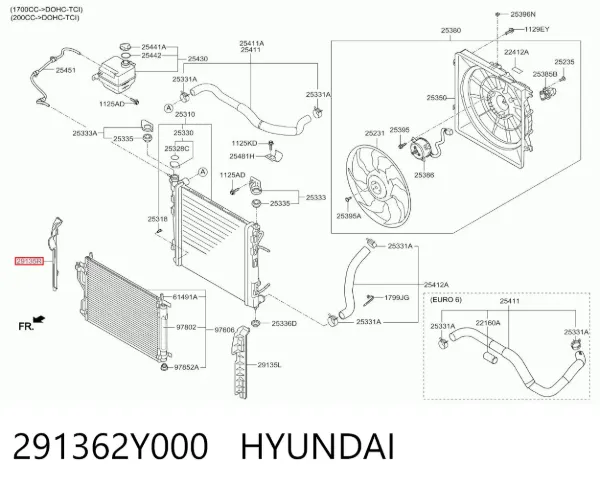 Kierownica powietrza (deflektor) chodnicy prawa 291362Y000 Hyundai/Kia