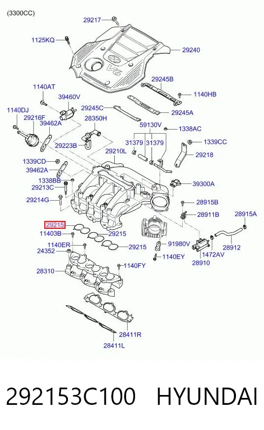 Uszczelka kolektora ssącego 292153C100 Hyundai/Kia