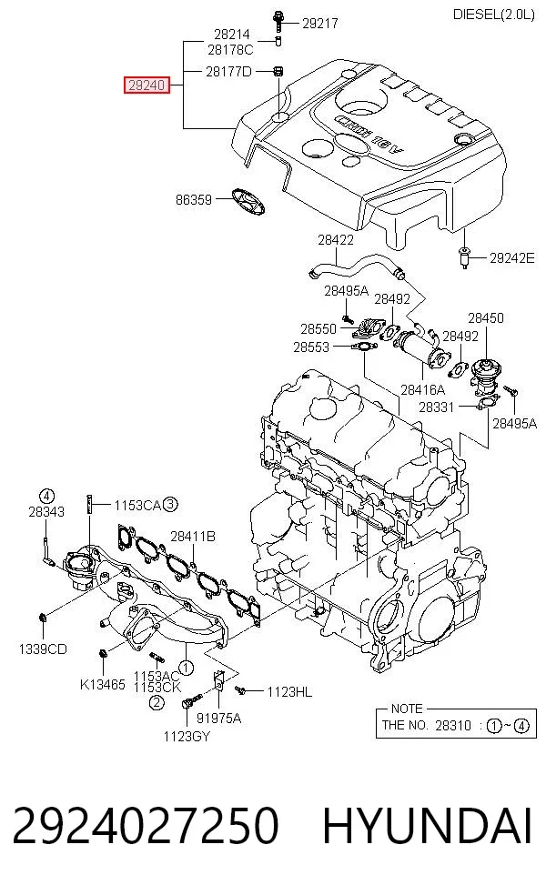 Pokrywa silnika dekoracyjna 2924027250 Hyundai/Kia