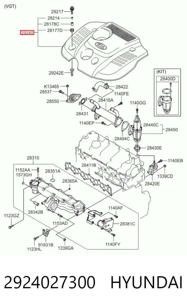Pokrywa silnika dekoracyjna KIA Sportage II