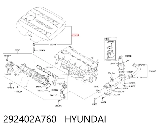 Pokrywa silnika dekoracyjna 292402A760 Hyundai/Kia