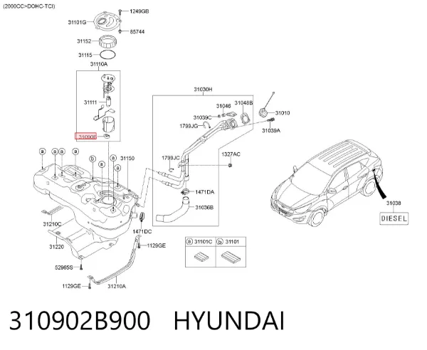 Filtr paliwa 310902B900 Hyundai/Kia
