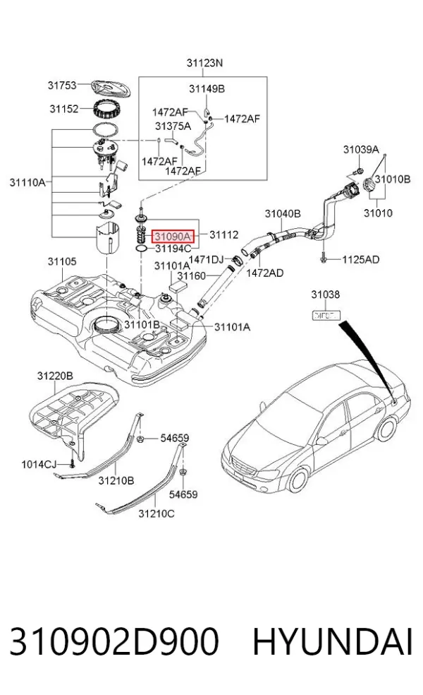 Filtr paliwa 310902D900 Hyundai/Kia