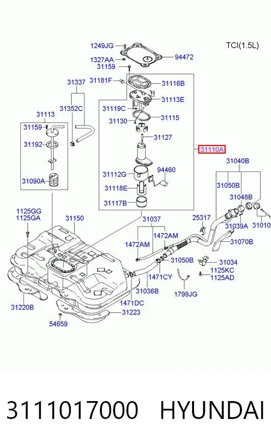 Moduł pompy paliwowej z czujnikiem poziomu paliwa 3111017000 Hyundai/Kia