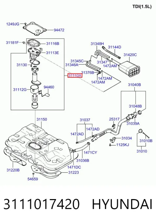 Moduł pompy paliwowej z czujnikiem poziomu paliwa 3111017420 Hyundai/Kia