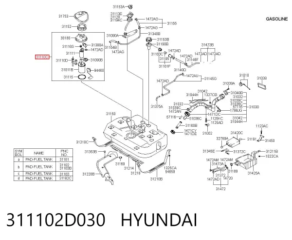 Moduł pompy paliwowej z czujnikiem poziomu paliwa 311102D030 Hyundai/Kia