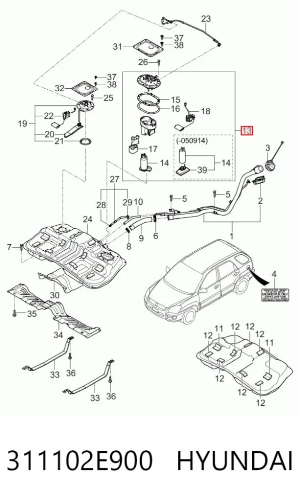 Moduł pompy paliwowej z czujnikiem poziomu paliwa 311102E900 Hyundai/Kia