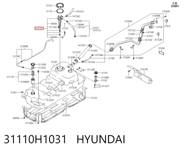 Moduł pompy paliwowej z czujnikiem poziomu paliwa Hyundai Terracan HP