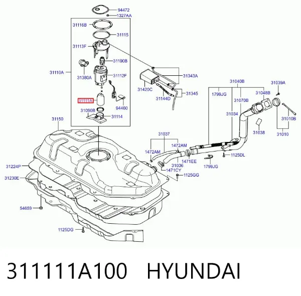 Pompa paliwa elektryczna zanurzeniowa 311111A100 Hyundai/Kia