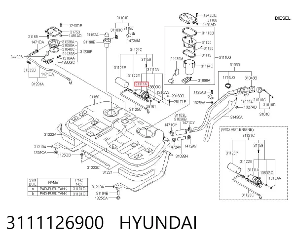 Pompa paliwa główna 3111126900 Hyundai/Kia