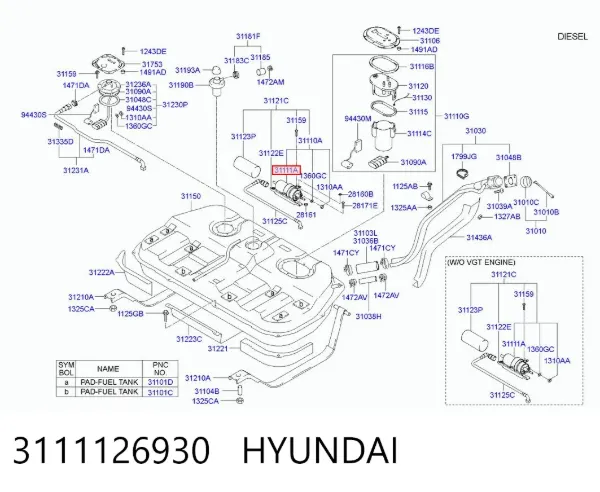 Element-turbina pompy paliwa 3111126930 Hyundai/Kia