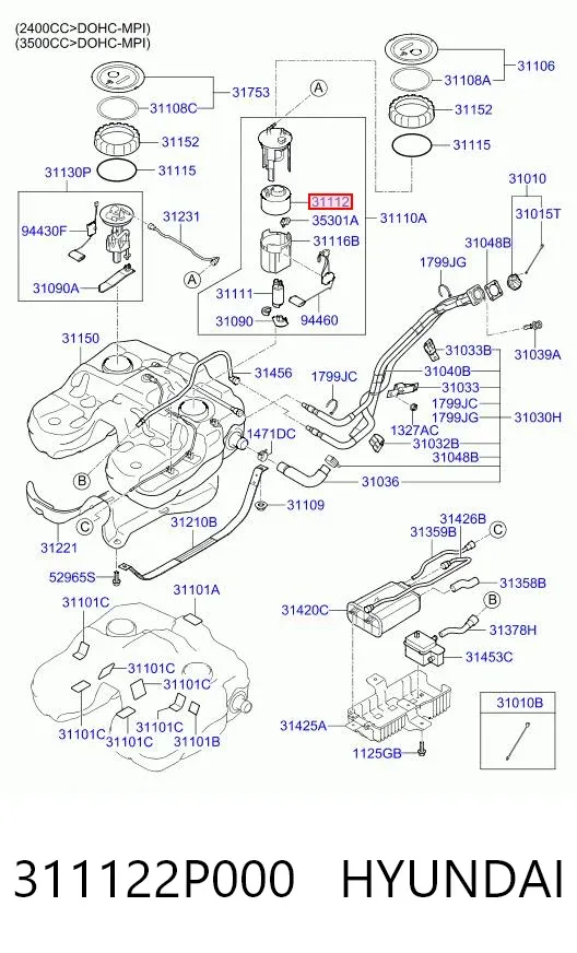 Filtr paliwa 311122P000 Hyundai/Kia