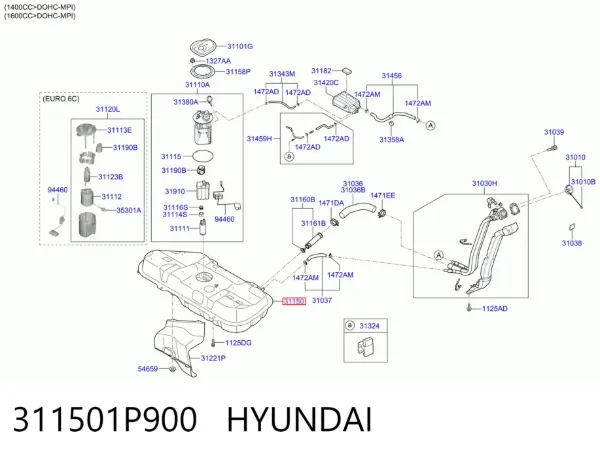 Zbiornik paliwa 311501P900 Hyundai/Kia