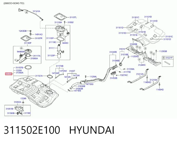 Zbiornik paliwa 311502E100 Hyundai/Kia