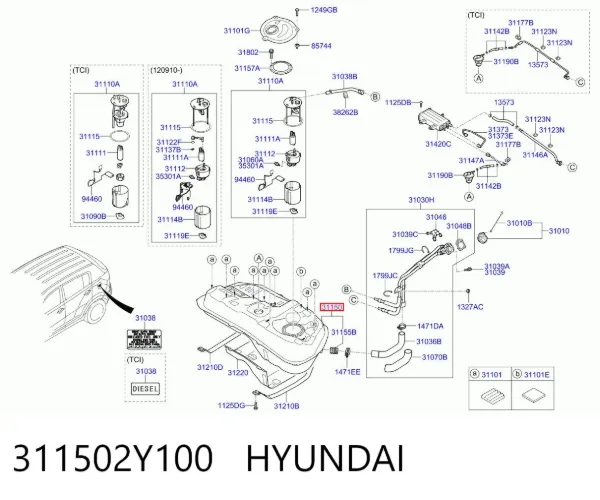 Zbiornik paliwa 311502Y100 Hyundai/Kia