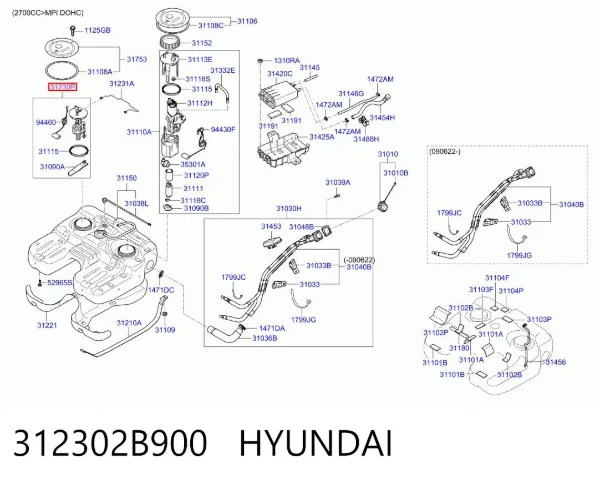 Czujnik poziomu paliwa w zbiorniku Hyundai Santa Fe II
