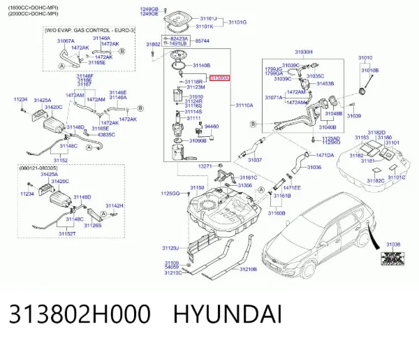 Regulator ciśnienia paliwa w listwie paliwowej Hyundai I10 PA